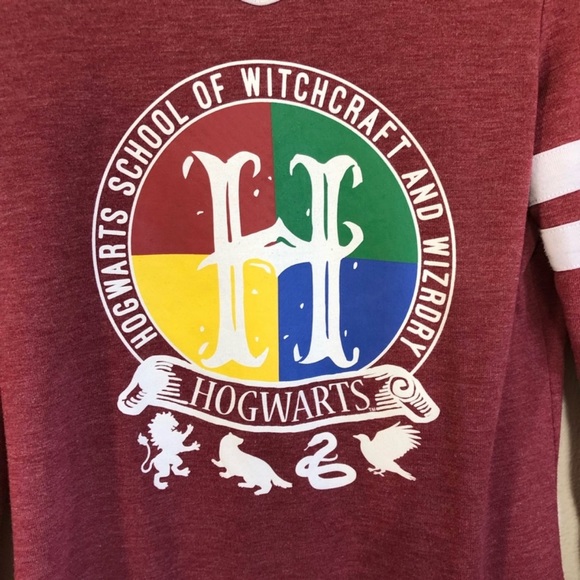 Harry Potter Hogwarts Burgundy Long Sleeve - Picture 8 of 16